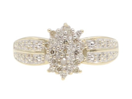 Women's Estate 10KT Yellow Gold 0.22 Ctw Round Diamond Oval Cluster Ring NV 3.2g