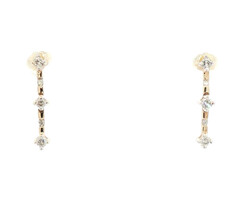 Orange Blossom 1/3 Ctw Round Diamond 14KT Yellow Gold Dangle Post Earrings 20mm