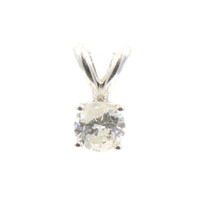 14KT White Gold Classic Petite 0.30 ctw Round Diamond Solitaire Pendant - 0.40g