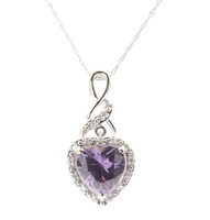 10KT White Gold Simulated Alexandrite & Diamond Accent Halo Pendant 20" Necklace