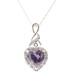 10KT White Gold Simulated Alexandrite & Diamond Accent Halo Pendant 20" Necklace
