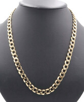 High Shine 10KT Yellow Gold 9.3mm Wide Curb Link Necklace 23" - 32.43 Grams