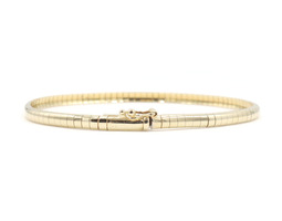 Women's Italy 14KT Yellow Gold 3.3mm Classic Omega Chain Bracelet 7" NIE - 9.6g