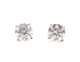 Estate 1/2 CT. T.W. Round Diamond Solitaire Stud Earrings in 18K White Gold 