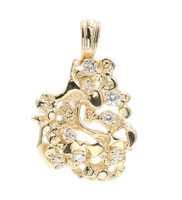 Estate 14KT Yellow Gold Medium 31.6mm 0.55 ctw Round Diamond Nugget Pendant 5.4g