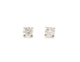 Solitaire 0.10 ctw Round Cut Diamond 14KT Yellow Gold 3.1mm Stud Earrings 0.5g