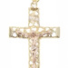 Women's 14KT Tri-Color Gold Open Hearts Inri Crucifix Necklace Pendant 2" - 3.9g