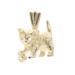 14KT Yellow Gold Small Estate Diamond Cut Cat Playing with Ball Pendant by MA 