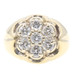 Men's 1.50 ctw Round Diamond 10KT Yellow Gold Flower Cluster Statement Ring 4.3g