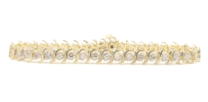4.10 ctw Round Diamond 14KT Yellow Gold Women's Estate Tennis Bracelet 7.5" 14g