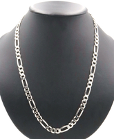 High Shine Sterling Silver 925 - 7.7mm Classic Figaro Chain Necklace 24.5" 44.6g