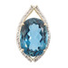 Unique 16.50 Ct Treated Blue Topaz & Natural Diamond 10KT Yellow Gold Pendant 1"