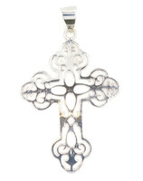 Large 3.1" Sterling Silver (925) Filigree Cross Necklace Pendant - 12.07 Grams 