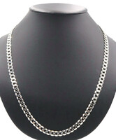 26.5" Long High Shine Sterling Silver (925) 7.9mm Wide Italy Curb Link Necklace 