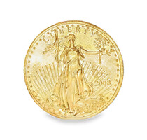 2008 $10 US American Gold Eagle 1/4oz Coin Ring - 22KT Solid Fine Gold Coin