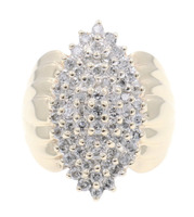 1.05 Ctw Round Diamond Marquise Cluster 10KT Yellow Gold Statement Ring 6.64g