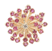 Vintage-Style 0.66 Ctw Lab-Created Ruby & Diamond Accent 10KT Gold Cluster Ring