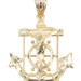 Religious 14KT Yellow Gold Diamond-Cut Crucifix Anchor Necklace Pendant 1.06"