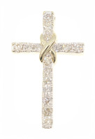 Infinity-Style 0.40 Ctw Round Diamond 10KT Yellow Gold Cross Pendant 24mm - 2.3g