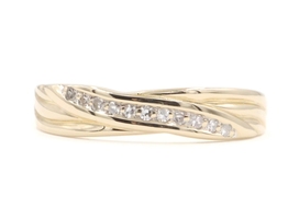 Diagonal 0.16 Ctw Single Cut Diamond 14KT Yellow Gold Wedding Band Ring AM-G