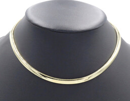 Estate High Shine 14KT Yellow Gold 5.8mm Classic Omega Chain Necklace 17" 33.4g