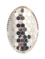 High Shine 14KT Yellow Gold 28.7mm Honeycomb Pattern Shield Ring Italy QG - 4.1g