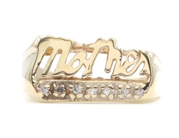 Estate 14KT Yellow Gold Mother "Mother" Ring 0.14 ctw Round Diamond Ring 4.5g 