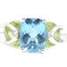 Unique 14KT White Gold 4.95 Ct Blue Topaz, Peridot & Diamond Accents Ring 4.17g