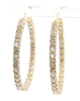 Estate 14KT Yellow Gold 2.80 ctw Round Diamond Inside Out Round Hoop Earrings 