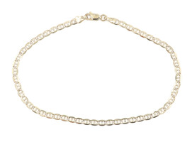 Men's 10KT Yellow Gold Long 10 1/4" 3.5mm Wide Mariner Chain Link Bracelet 3.4g