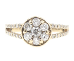Women's 0.90 Ctw Round Diamond Cluster 14KT Yellow Gold Split-Shank Ring 3.43g