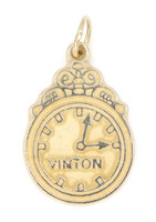 Estate 14KT Yellow Gold Vinton Clock (Roanoke, VA) Charm Pendant 0.89" - 2.4g