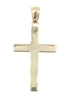 Classic 14KT Yellow Gold Flat Religious Cross Necklace Pendant 1.19" - 1.73g