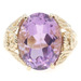Solitaire 7.50 Ct Oval Cut Amethyst 10KT Yellow Gold Rope Detail Cocktail Ring