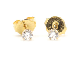 Estate 14KT Yellow Gold 0.20 ctw Round Cubic Zirconia CZ Stud Earrings - 0.2g
