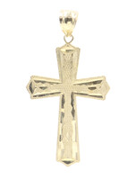 1.8" Estate Diamond Cut High Shine Textured 10KT Yellow Gold Cross Pendant 2.31g