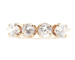 1.20 ctw Round Cubic Zirconia CZ 4 Stone 14KT Yellow Gold Anniversary Ring 2.9g