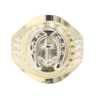 Men's Estate 18KT Two-Tone Gold (750) 16mm Horseshoe Anchor Statement Ring 3.43g