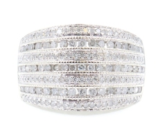 1.00 cttw Diamond Multi-Row Estate Style Anniversary Ring in 10K White Gold - 6g