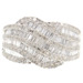 Multi-Row 1.70 Ctw Round & Baguette Diamond 10KT White Gold Crossover Ring 4.86g