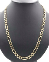Classic 10KT Yellow Gold 9.4mm Wide Figaro Chain Necklace 25.5" - 48.84 Grams
