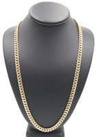 Classic 10KT Yellow Gold 7.5mm Hollow Cuban Chain Necklace 26" by Amoro - 35.42g