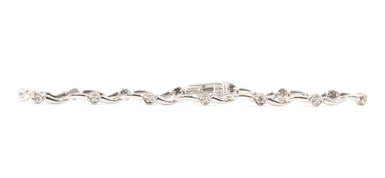 Women's 10KT White Gold Round Diamond 0.08 ctw 7 1/4" Tennis Bracelet - 4.1g