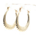 0.8" Oval Fancy Leaf Motif 10KT Yellow Gold Small Women's Oval Hoop Earrings 