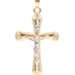Religious 14KT Two-Tone Gold Inri Crucifix Cross Circle Motif Pendant 1.3" 1.15g
