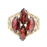 Fancy 5.20 Ctw 4-Stone Marquise Cut Garnet 14KT Yellow Gold Ring by Nissko 4.67g