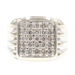 Men's Square Cluster 1.25 Ctw Round Diamond 14KT White Gold Ribbed Signet Ring