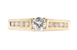 0.50 ctw Round Diamond Solitaire 14KT Yellow Gold Channel Set 4mm Women's Ring