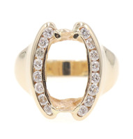 Unique 0.56 Ctw Round Channel-Set Diamond 14KT Yellow Gold Split Oval Ring 7.8g