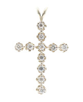 Religious 0.77 Ctw Round Cut Diamond 14KT White Gold Cross Necklace Pendant 1.5"